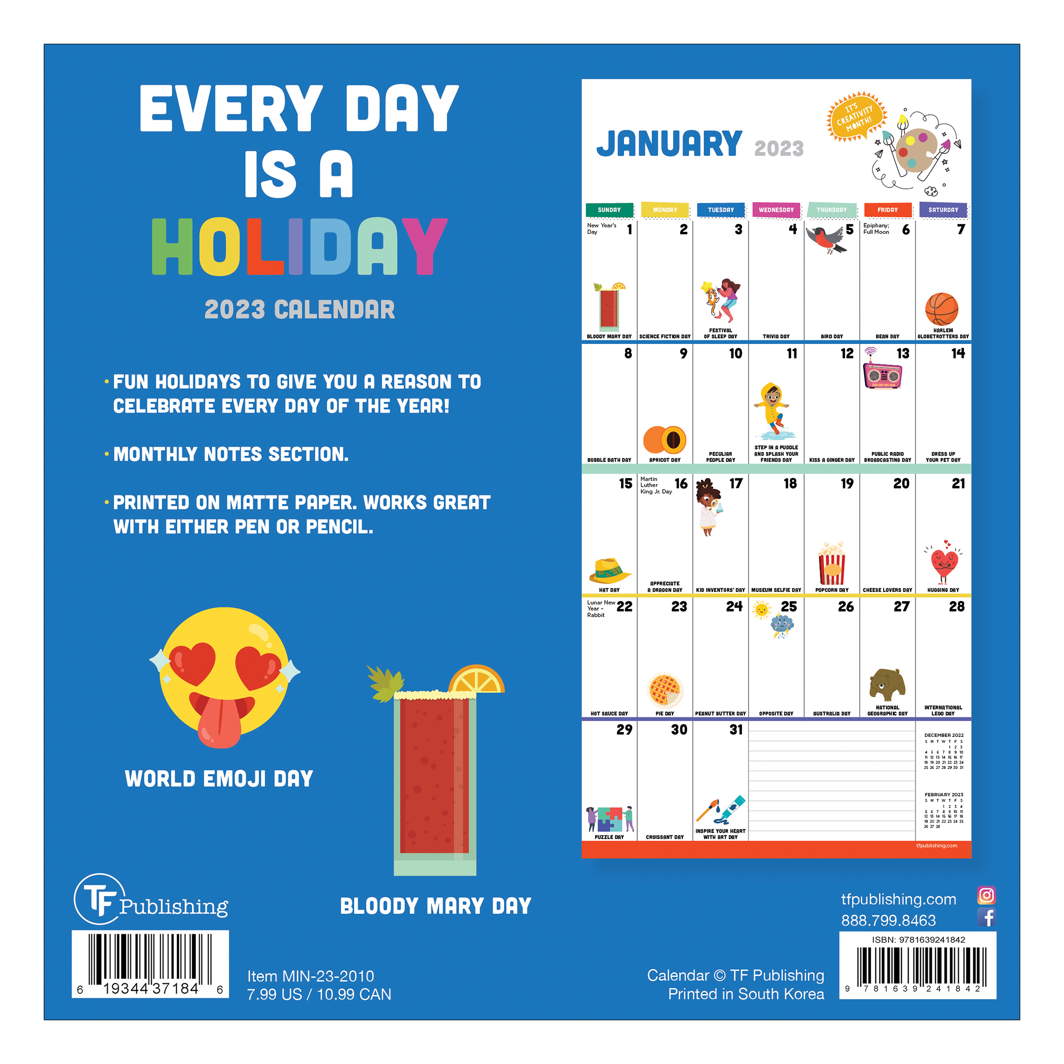 TF Publishing 2023 Every Day Is A Holiday Mini Calendar Desk 